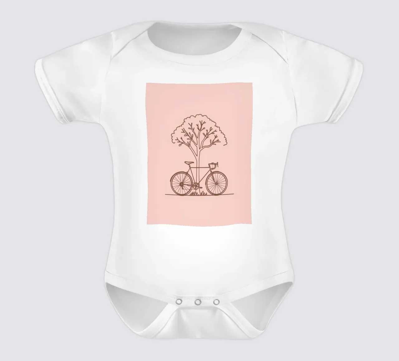 An einen Baum gelehntes Fahrrad in einem Park mit einfachem Design Kurzarm Babybody von DesignDoodle