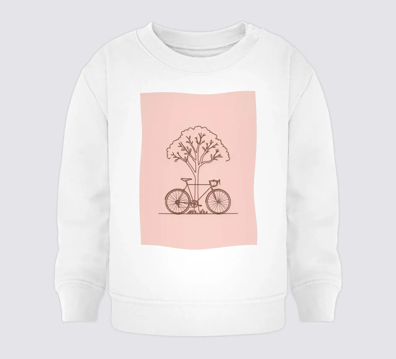 Bicycle leaning against a tree in a park with simple design baby sweatshirt by DesignDoodle