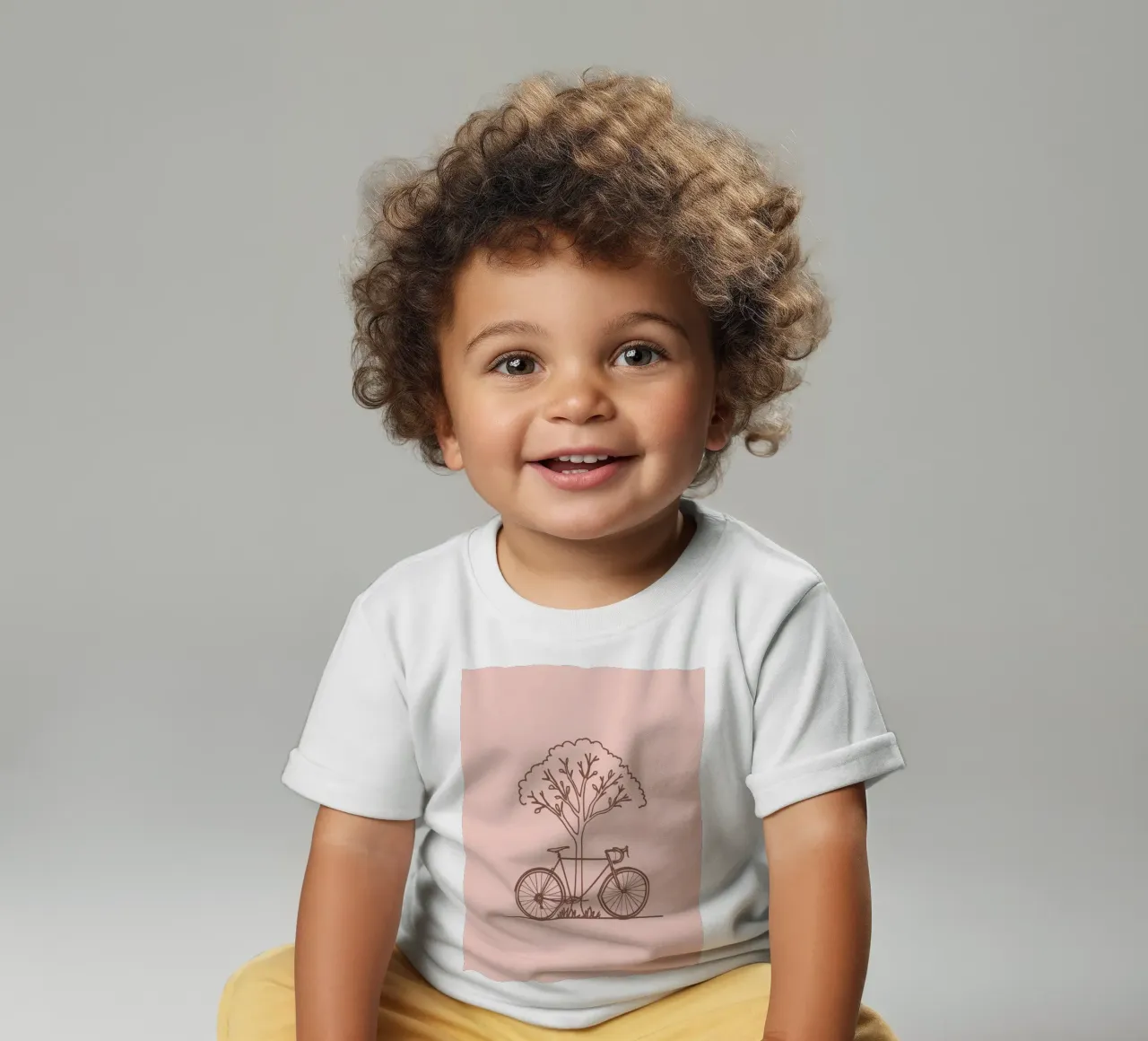 Fiets leunend tegen een boom in een park met eenvoudig ontwerp baby t-shirt van DesignDoodle