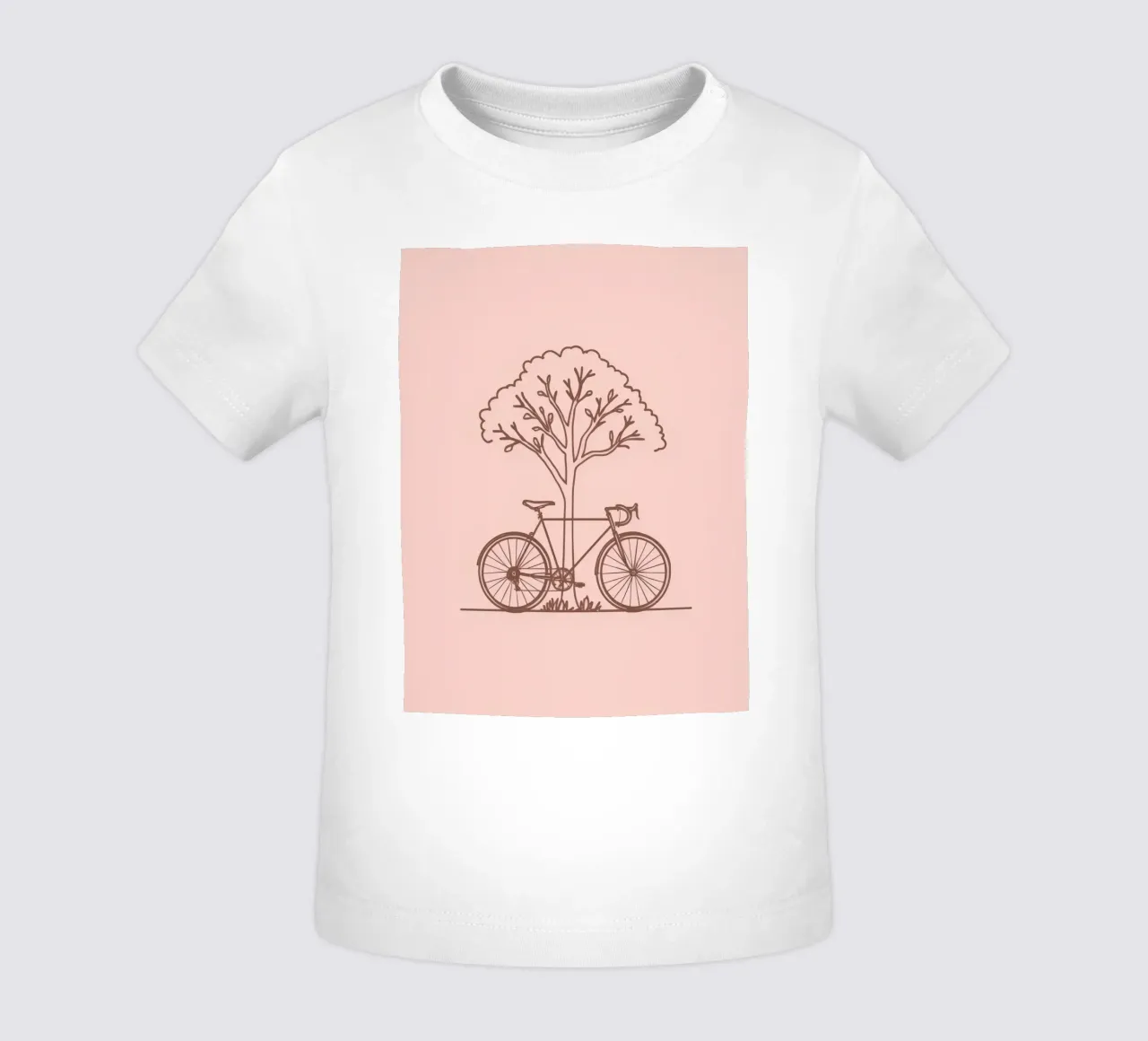 Fiets leunend tegen een boom in een park met eenvoudig ontwerp baby t-shirt van DesignDoodle