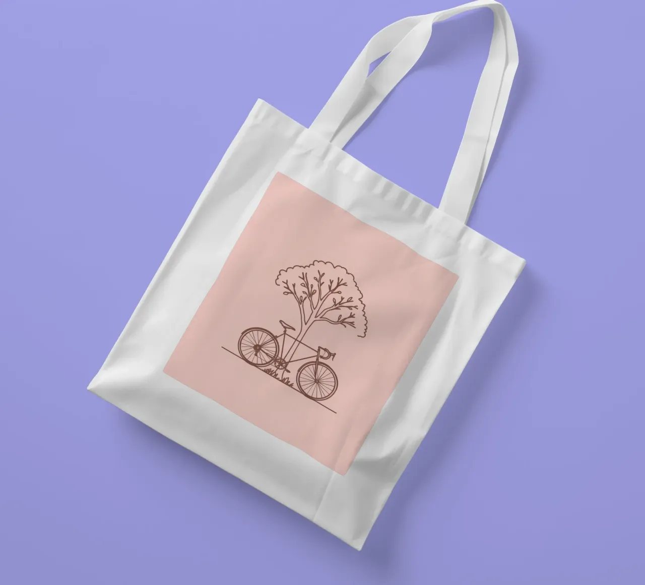 Bicicletta appoggiata ad un albero in un parco dal design semplice borsa in juta da DesignDoodle