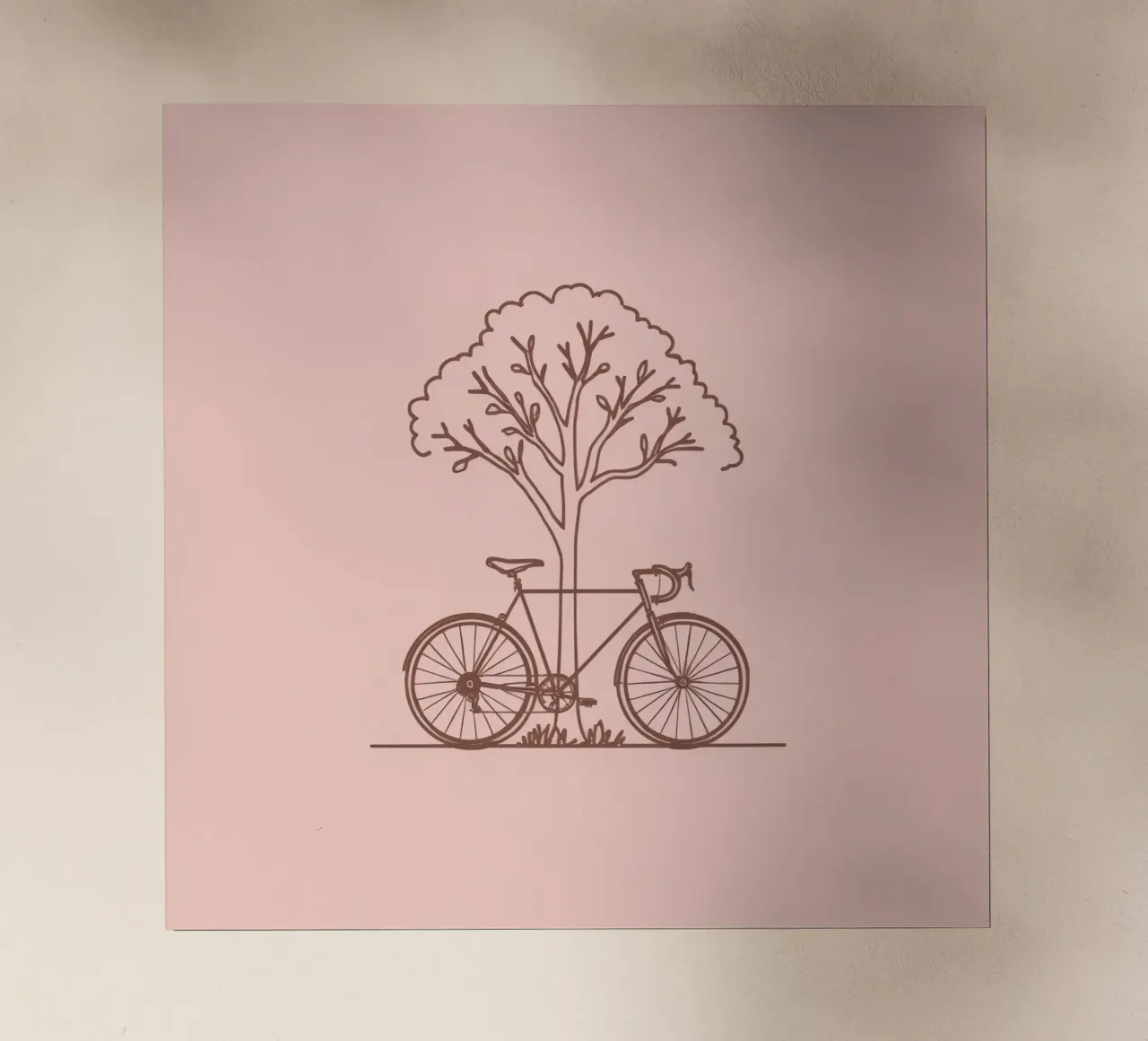 Bicicletta appoggiata ad un albero in un parco dal design semplice pellicola backlit da DesignDoodle