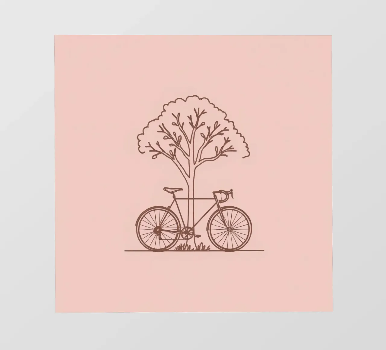 Bicicletta appoggiata ad un albero in un parco dal design semplice telo in pvc da DesignDoodle