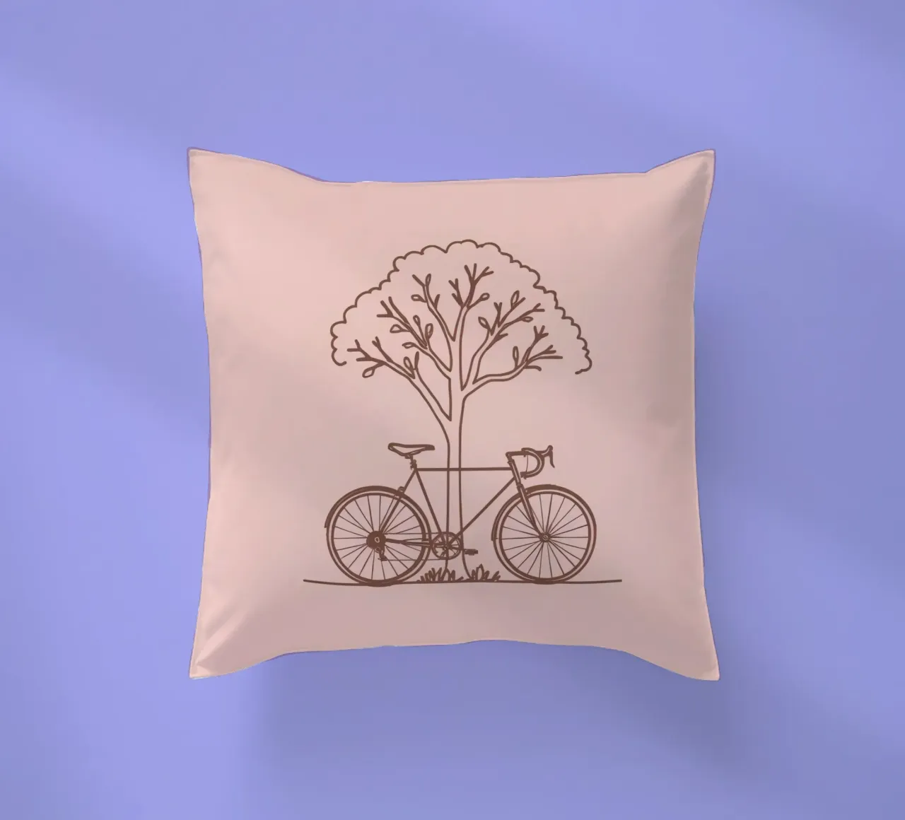 Bicicletta appoggiata ad un albero in un parco dal design semplice cuscino da DesignDoodle