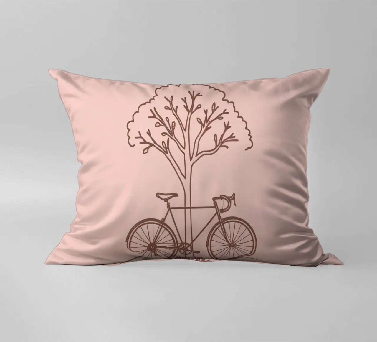 Bicicletta appoggiata ad un albero in un parco dal design semplice cuscino da DesignDoodle