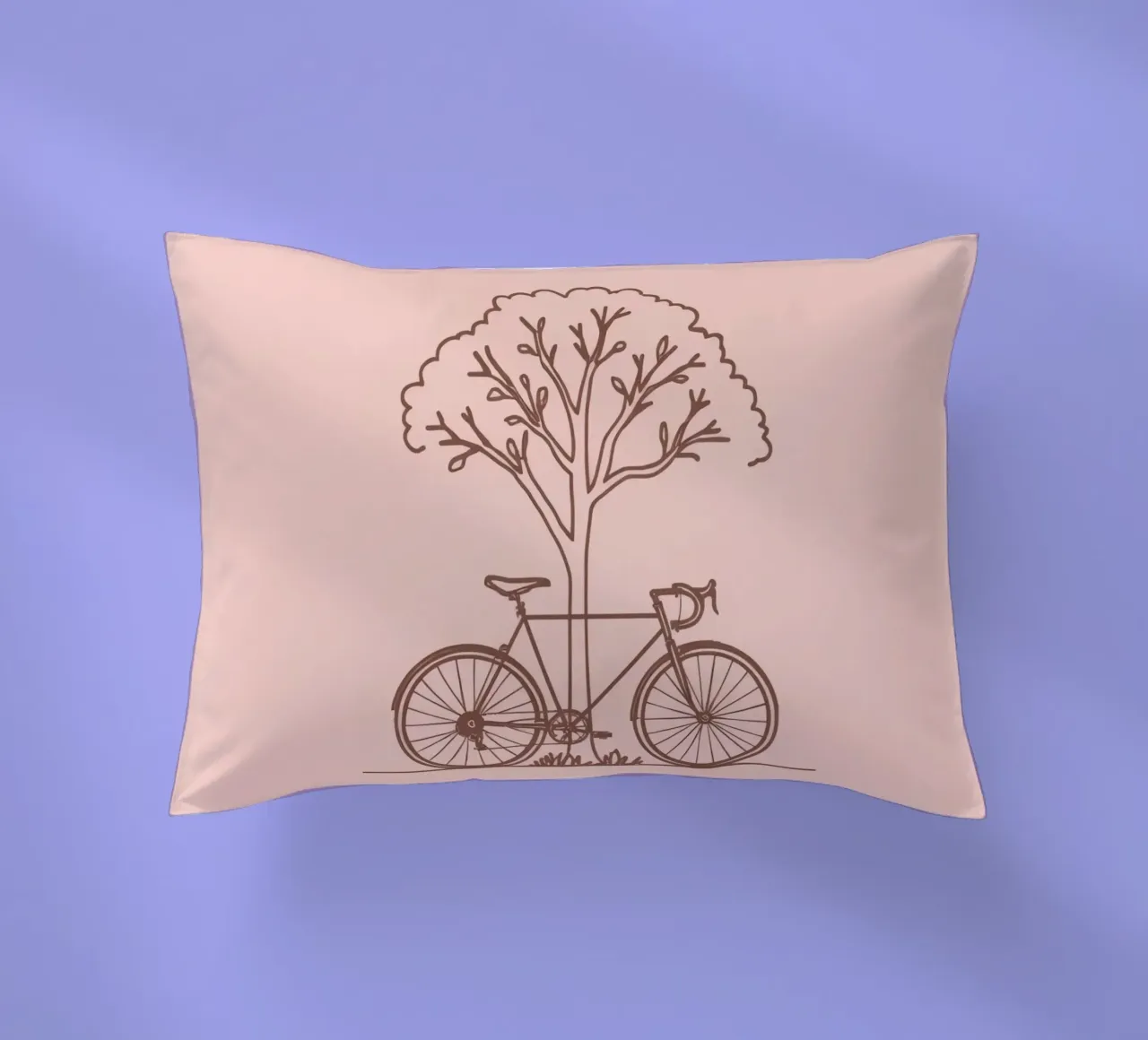 Bicicletta appoggiata ad un albero in un parco dal design semplice cuscino da DesignDoodle