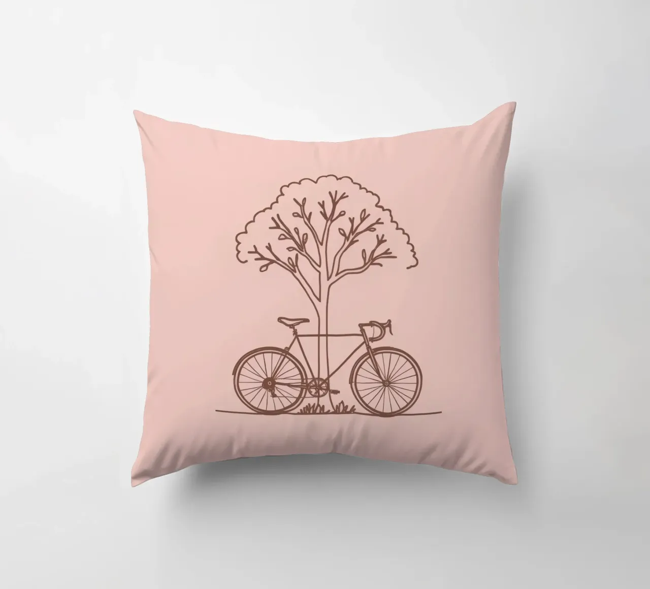 Bicicletta appoggiata ad un albero in un parco dal design semplice cuscino da DesignDoodle