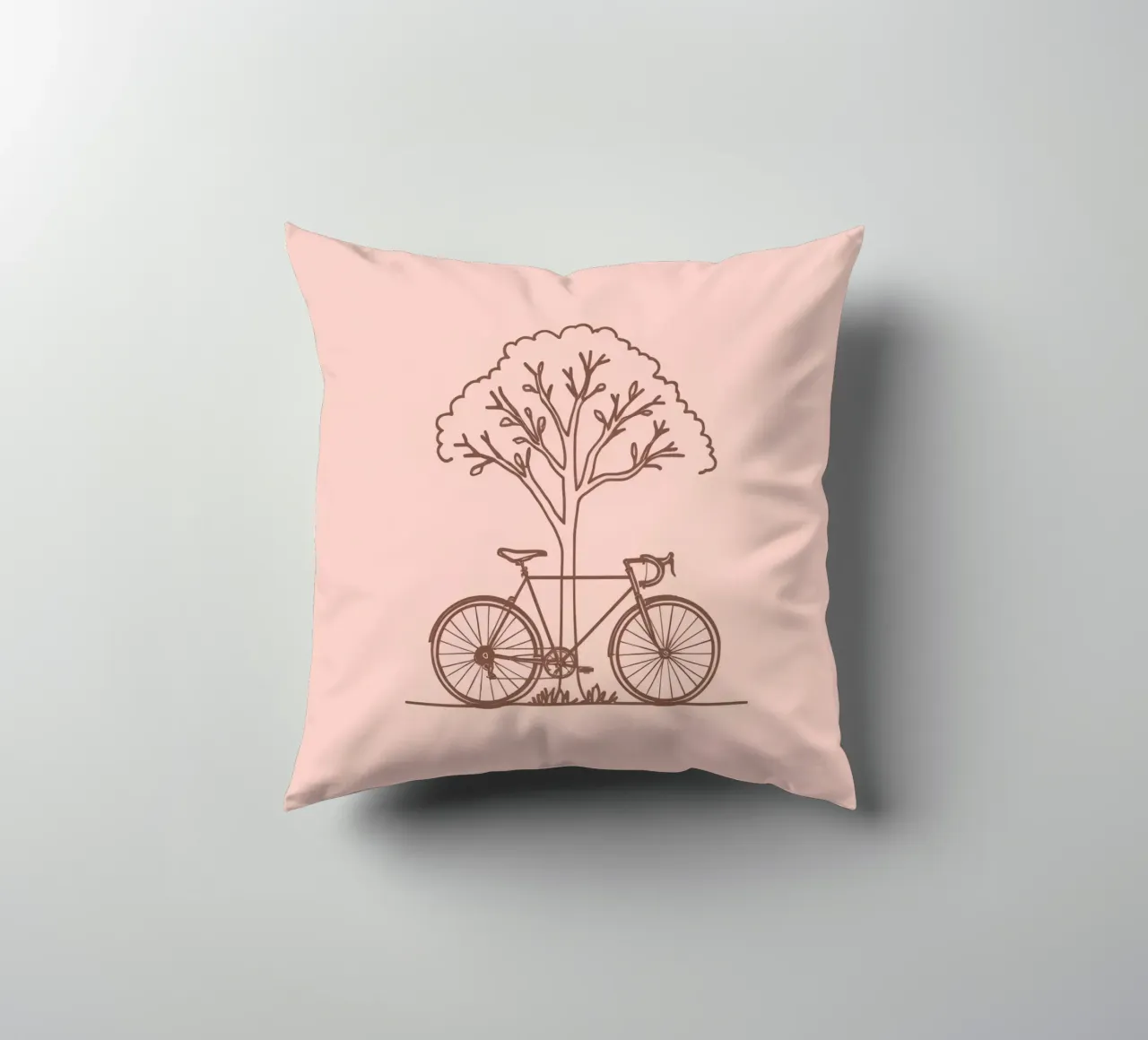 Bicicletta appoggiata ad un albero in un parco dal design semplice cuscino da DesignDoodle