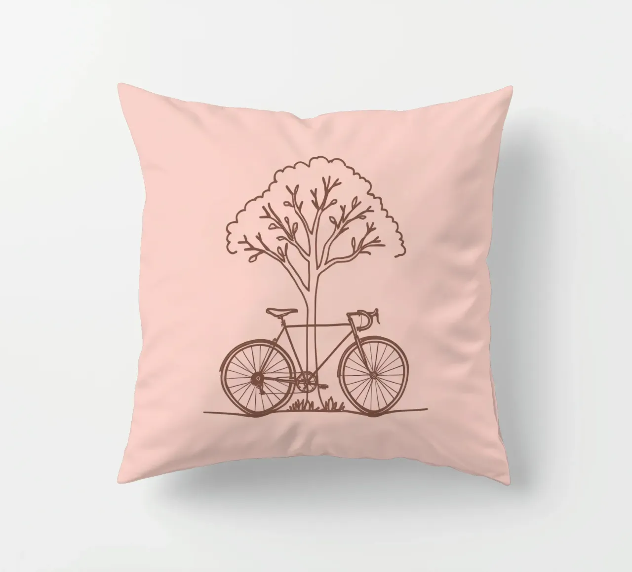 Bicicletta appoggiata ad un albero in un parco dal design semplice cuscino da DesignDoodle