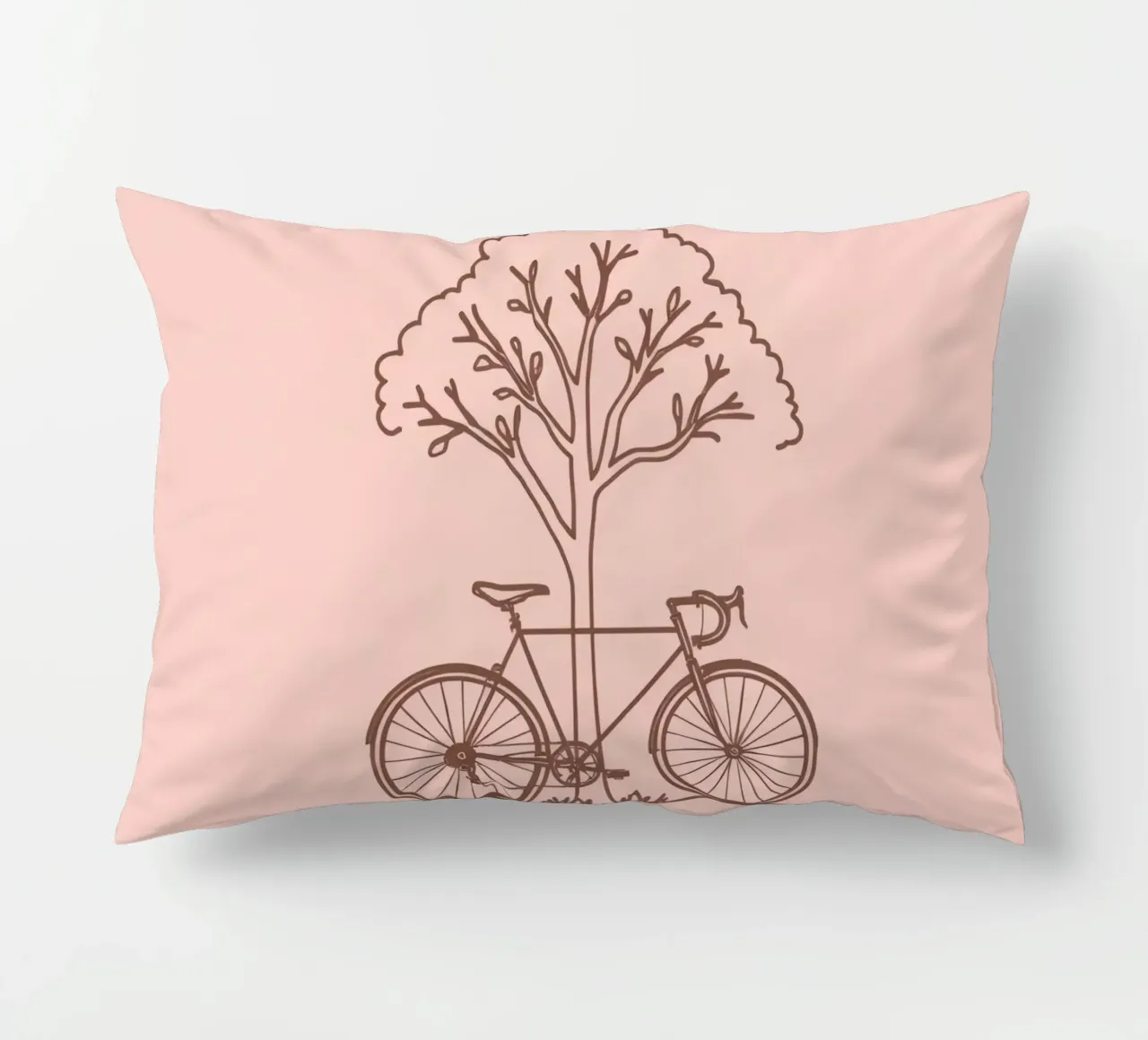 Bicyclette adossée à un arbre dans un parc au design simple coussin de DesignDoodle
