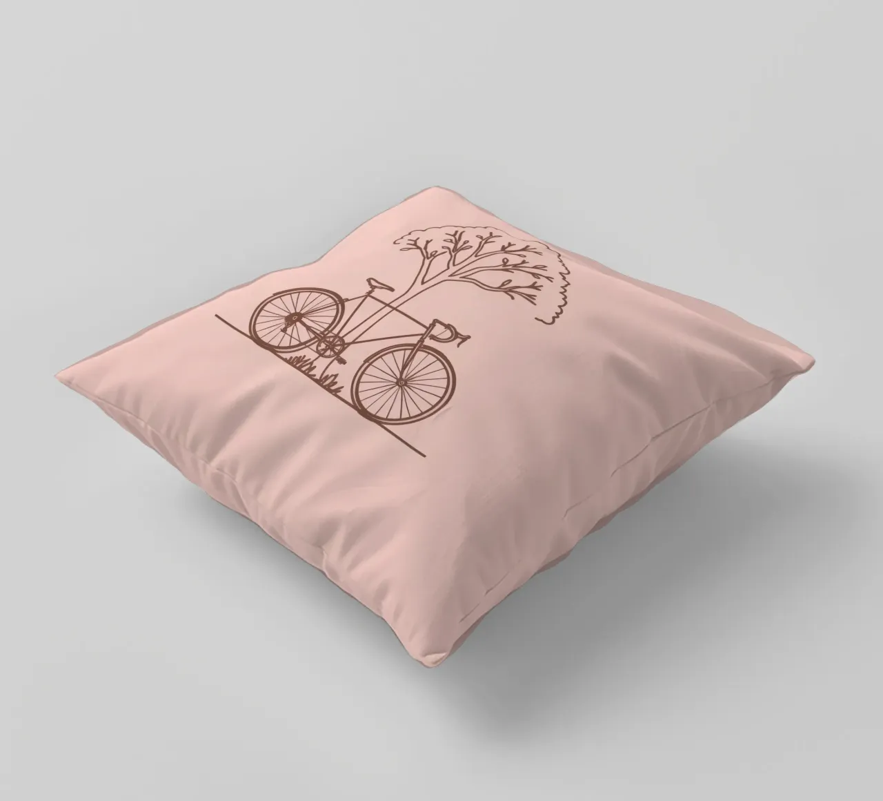 Bicicletta appoggiata ad un albero in un parco dal design semplice cuscino da DesignDoodle