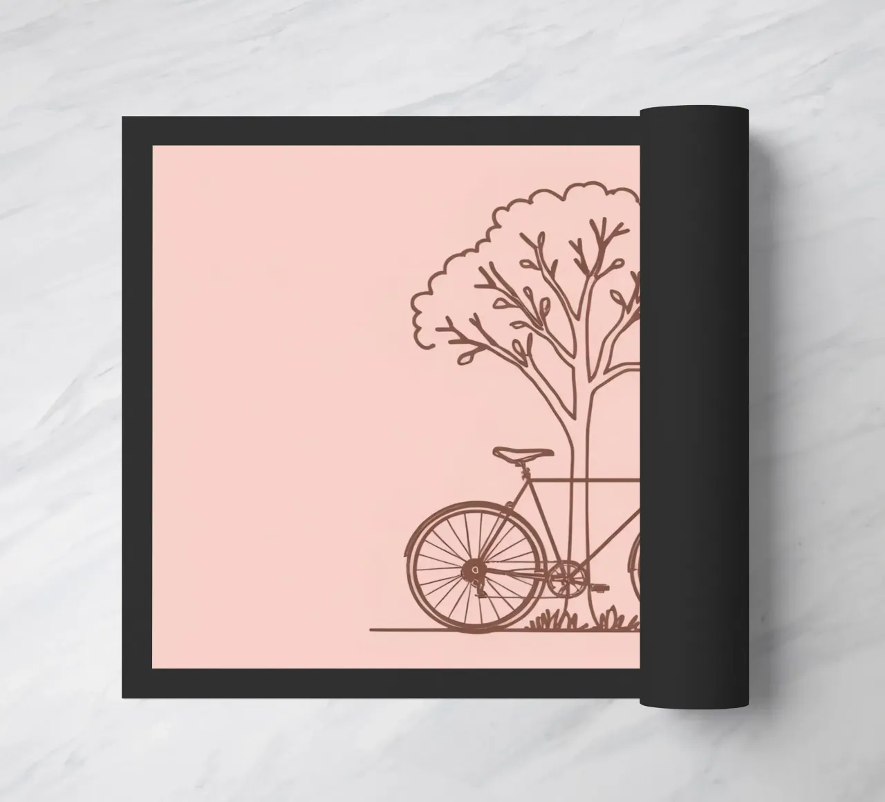 Bicyclette adossée à un arbre dans un parc au design simple paillasson de DesignDoodle