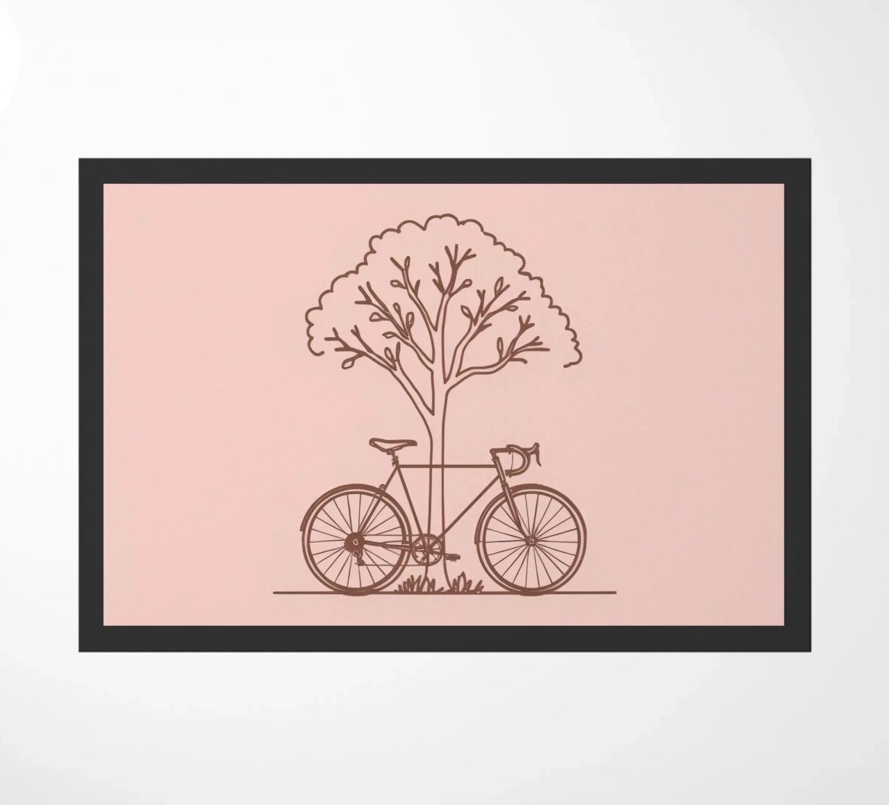 Bicicletta appoggiata ad un albero in un parco dal design semplice zerbino da DesignDoodle