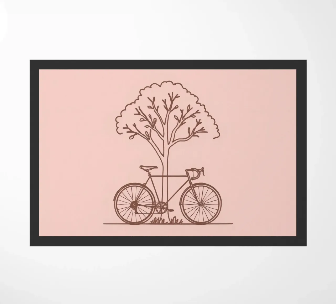 Bicyclette adossée à un arbre dans un parc au design simple paillasson de DesignDoodle
