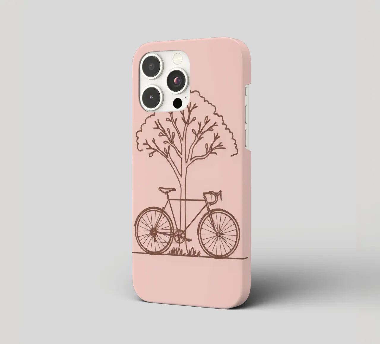 Bicicletta appoggiata ad un albero in un parco dal design semplice cover iphone da DesignDoodle