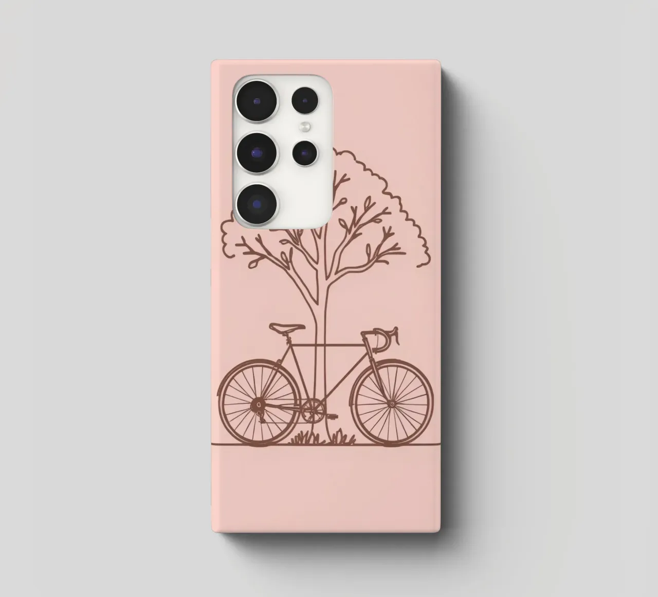 Bicicletta appoggiata ad un albero in un parco dal design semplice cover samsung da DesignDoodle