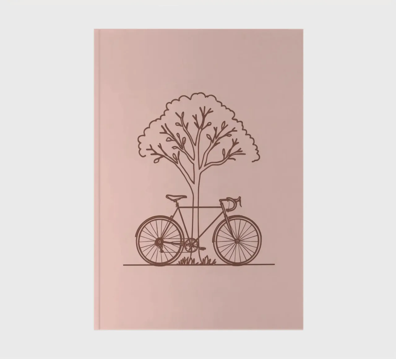 Bicycle leaning against a tree in a park with simple design notebook by DesignDoodle