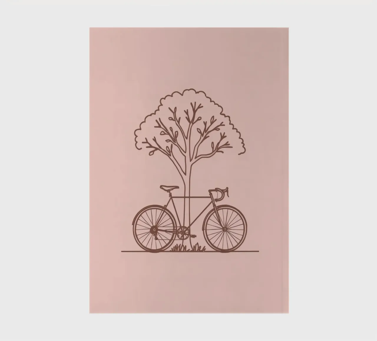 Bicycle leaning against a tree in a park with simple design notebook by DesignDoodle
