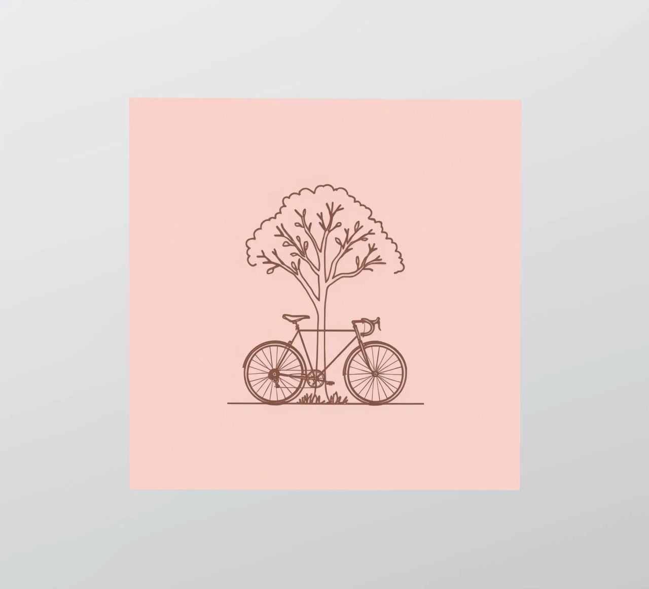 Bicicletta appoggiata ad un albero in un parco dal design semplice adesivo da DesignDoodle