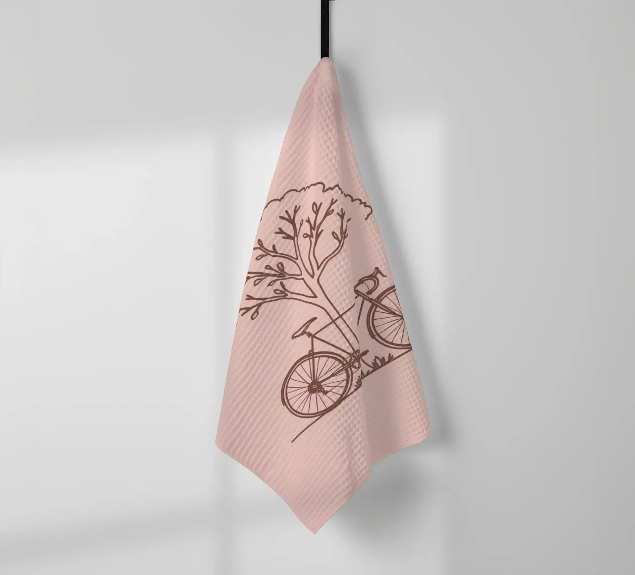 Bicicletta appoggiata ad un albero in un parco dal design semplice canovaccio da cucina da DesignDoodle