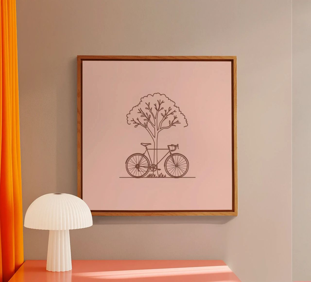 Bicicletta appoggiata ad un albero in un parco dal design semplice plexiglass da DesignDoodle