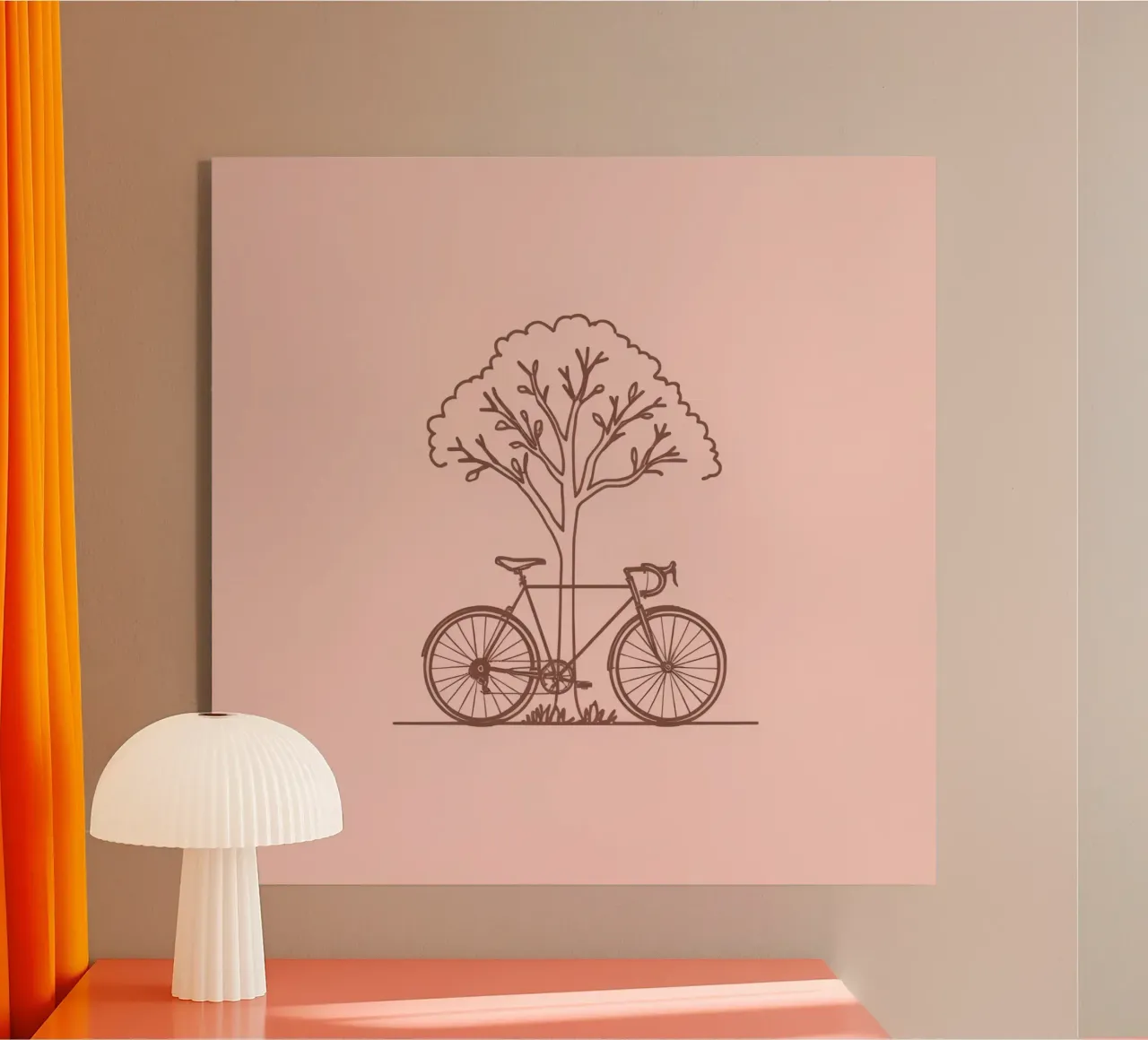 Bicicletta appoggiata ad un albero in un parco dal design semplice plexiglass da DesignDoodle