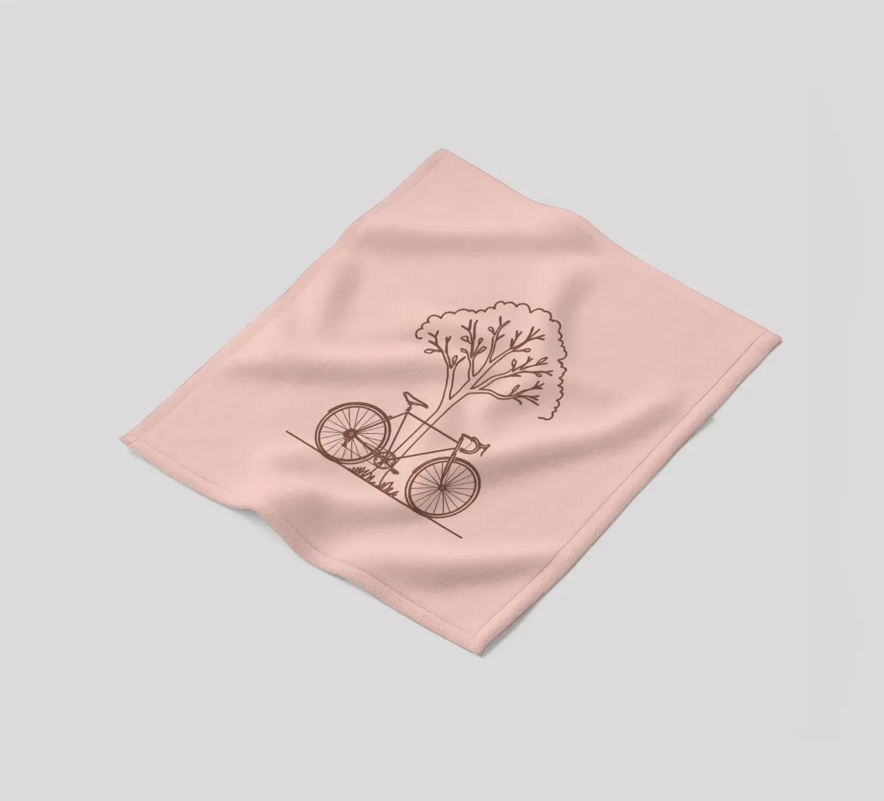 Bicycle leaning against a tree in a park with simple design fleece blanket by DesignDoodle