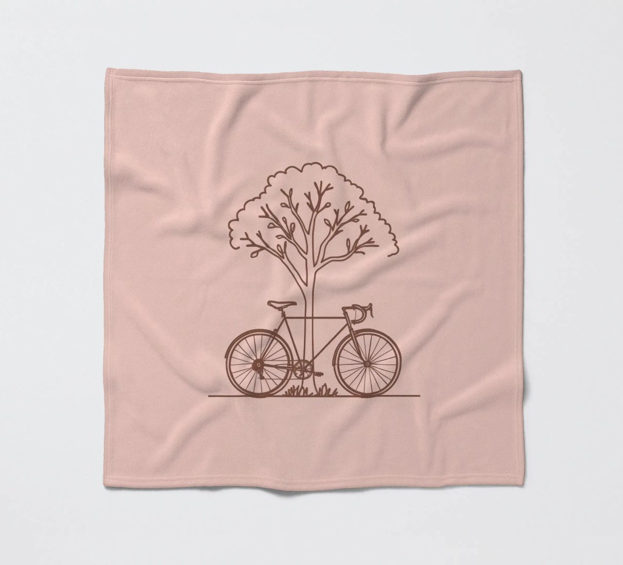 Bicicletta appoggiata ad un albero in un parco dal design semplice coperta in pile da DesignDoodle