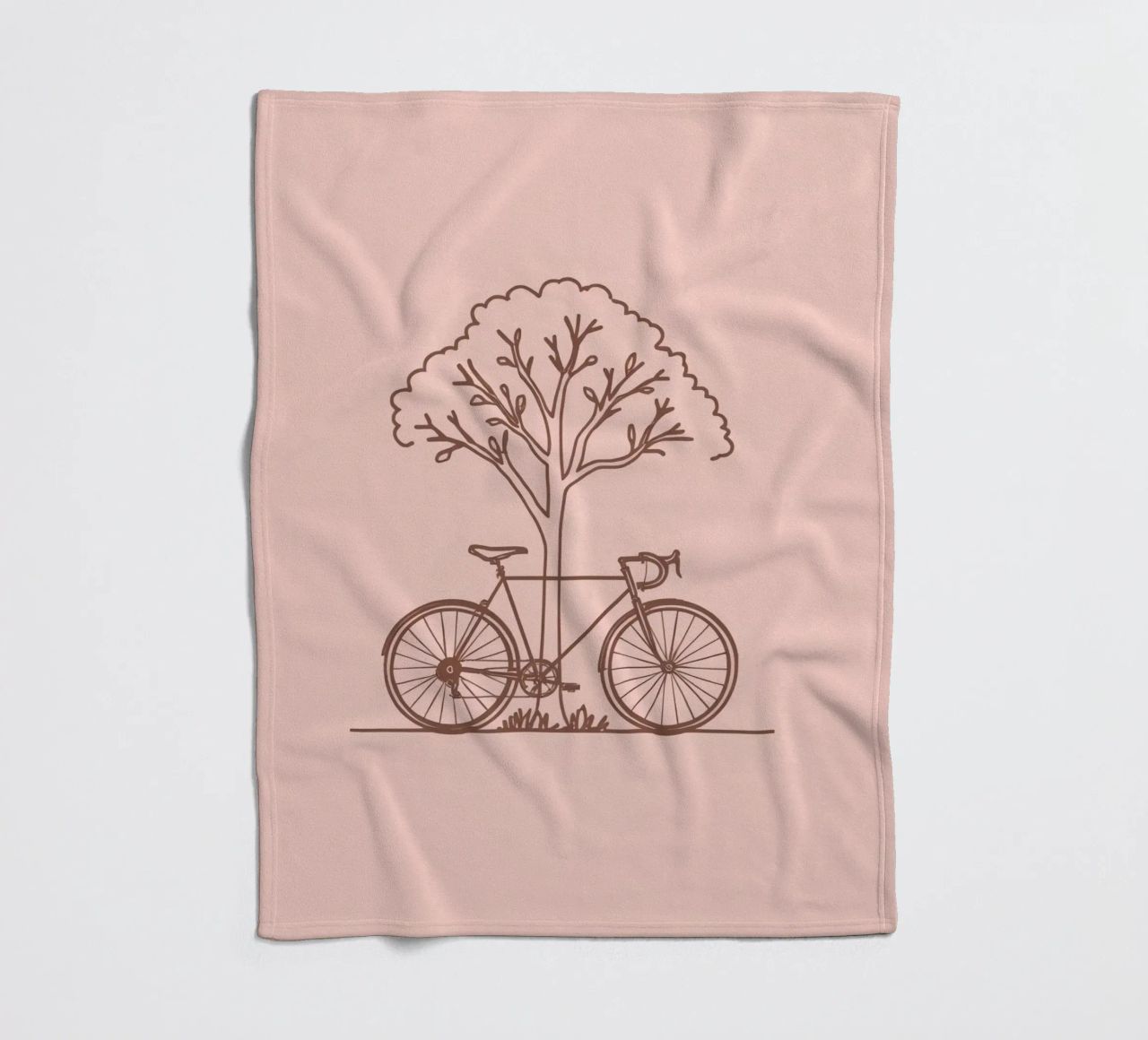Bicicletta appoggiata ad un albero in un parco dal design semplice coperta in pile da DesignDoodle