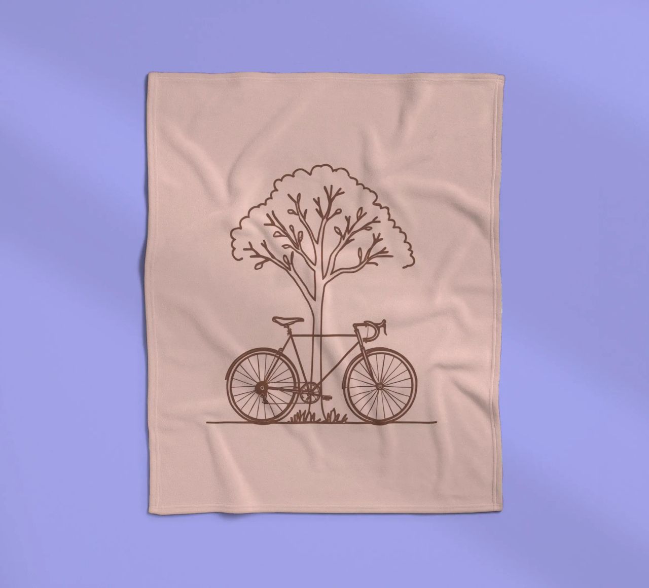 Bicicletta appoggiata ad un albero in un parco dal design semplice coperta in pile da DesignDoodle