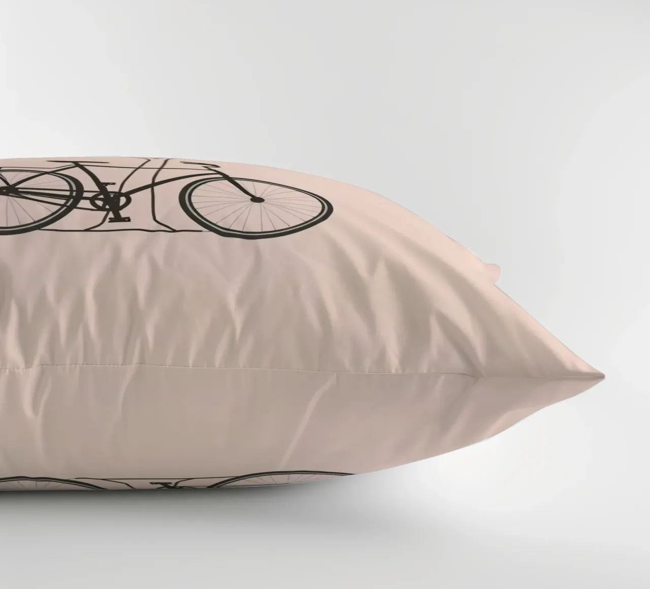 Bicycle leaning against a bare tree on a muted background decorative cushion by DesignDoodle