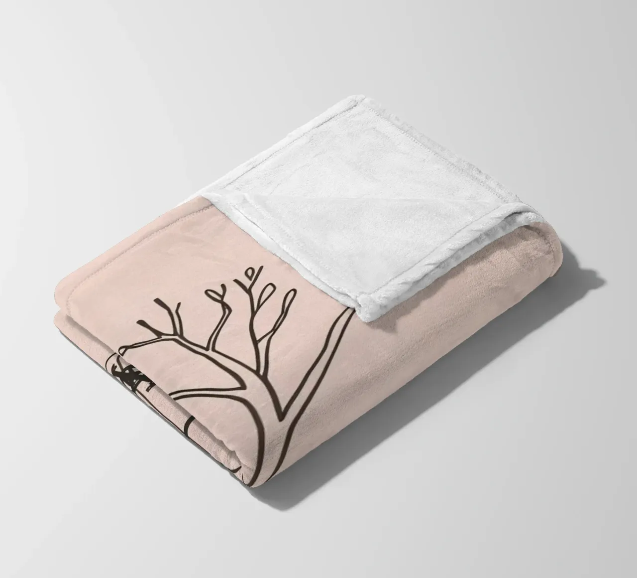 Bicycle leaning against a bare tree on a muted background fleece blanket by DesignDoodle