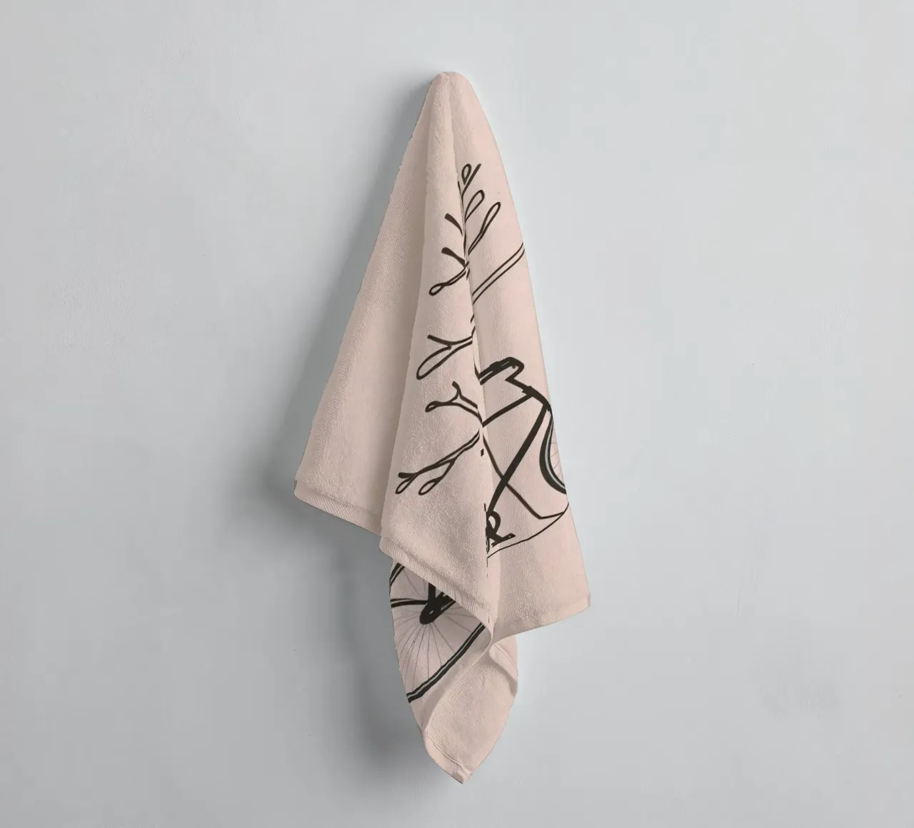 Bicycle leaning against a bare tree on a muted background towel by DesignDoodle