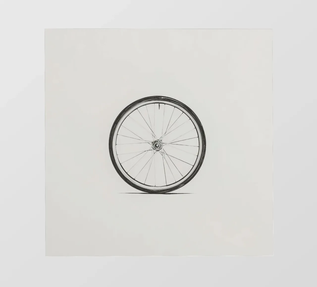 Schizzo dettagliato a matita di una ruota di bicicletta su un'opera d'arte semplice telo in pvc da DesignDoodle