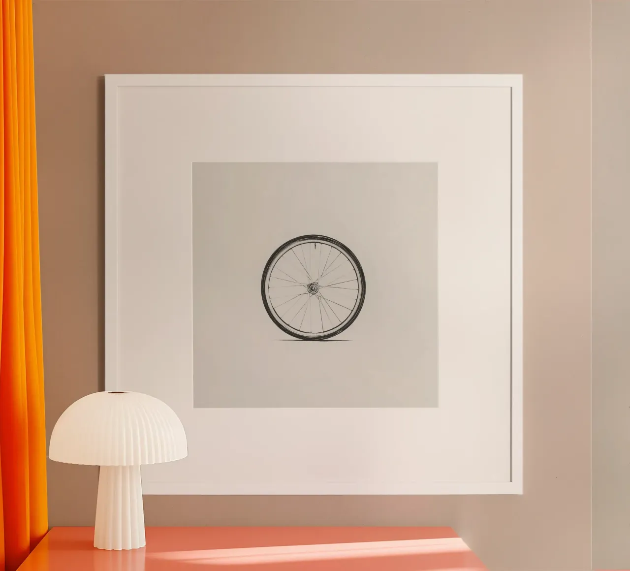 Schizzo dettagliato a matita di una ruota di bicicletta su un'opera d'arte semplice carta hahnemühle da DesignDoodle