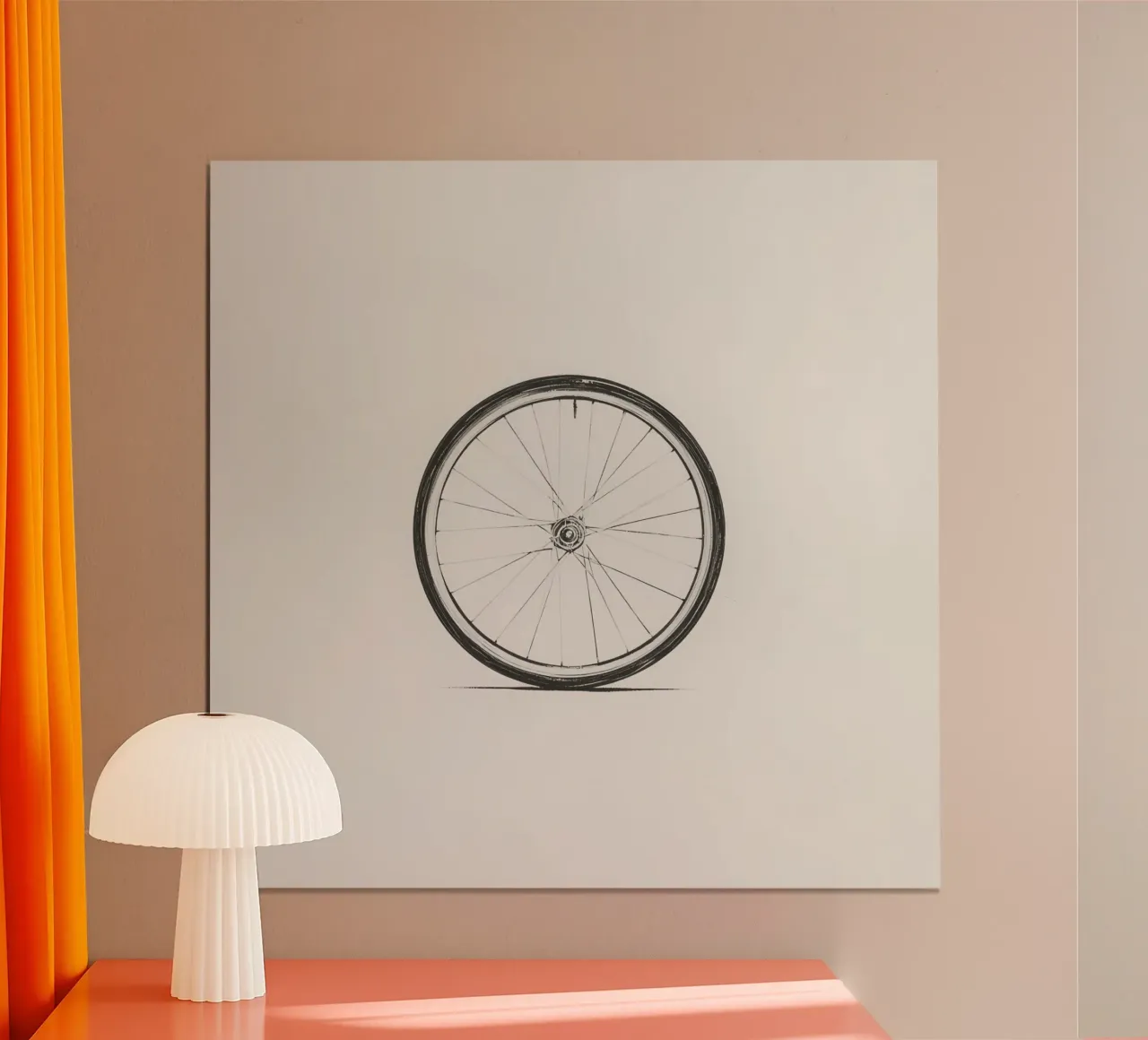 Schizzo dettagliato a matita di una ruota di bicicletta su un'opera d'arte semplice carta hahnemühle da DesignDoodle