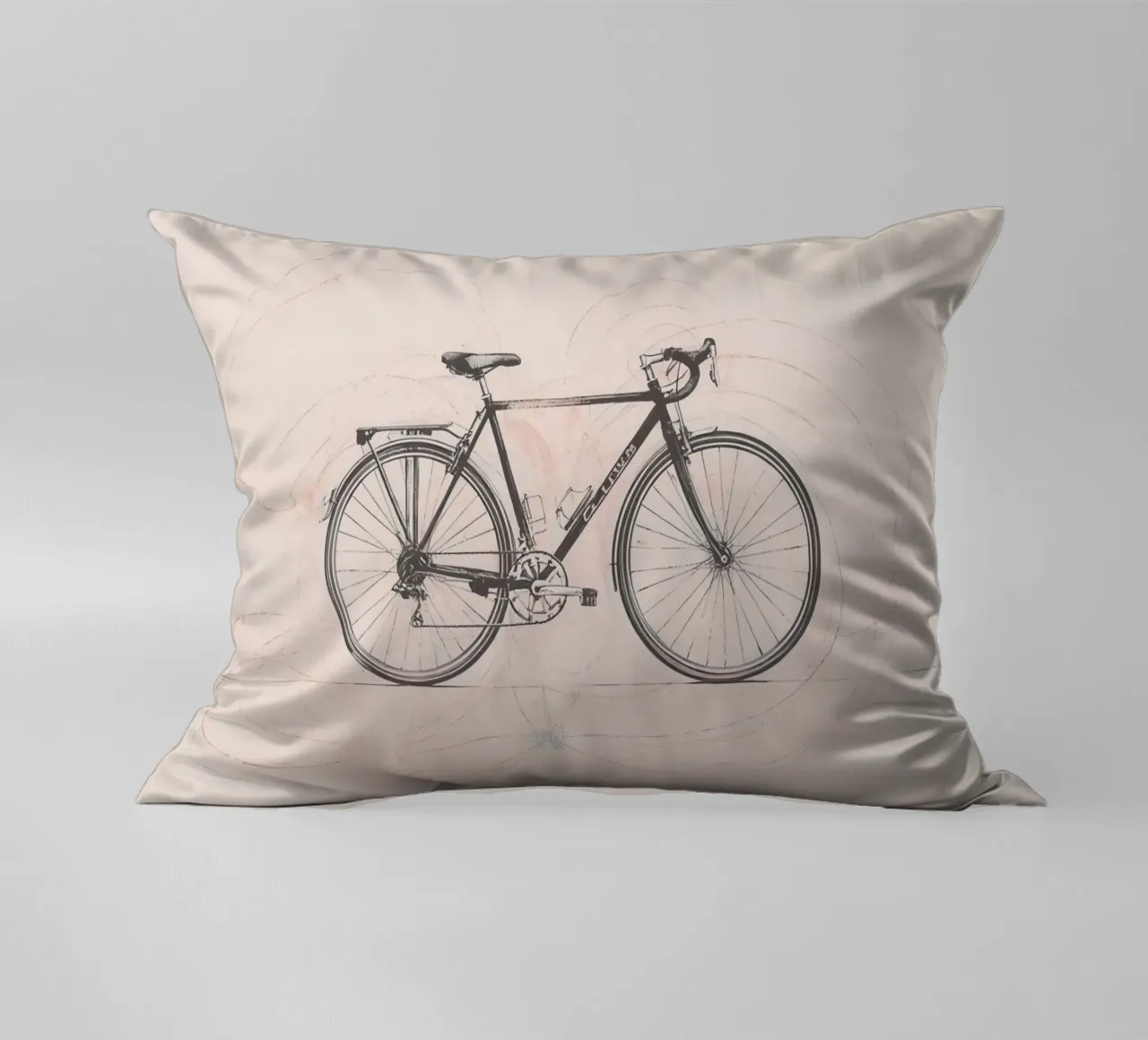 Bicycle sketch illustrating motion with swirling lines decorative cushion by DesignDoodle