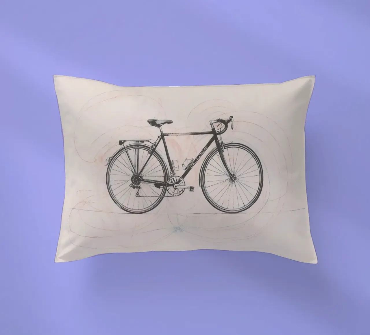 Bicycle sketch illustrating motion with swirling lines decorative cushion by DesignDoodle