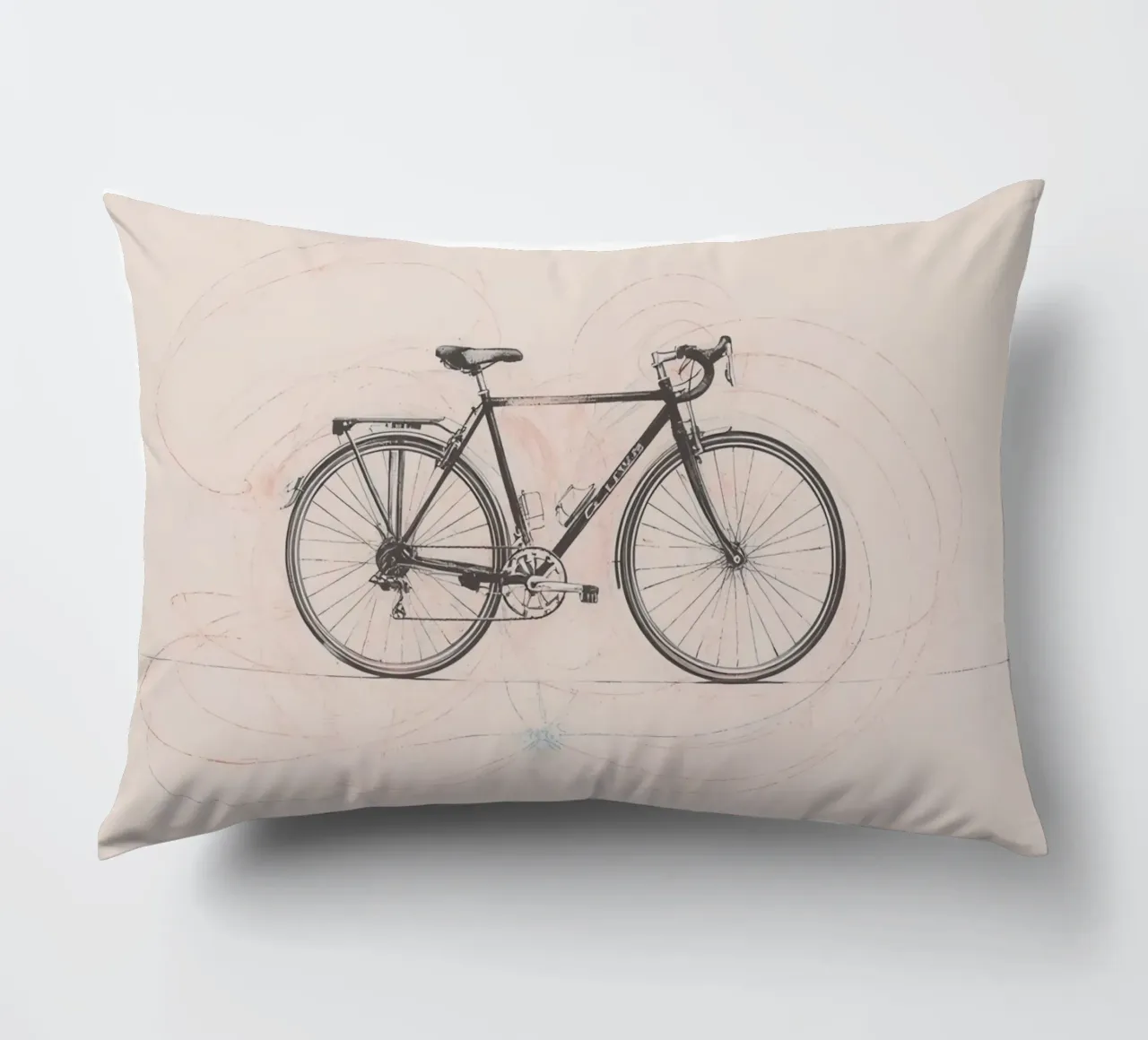 Bicycle sketch illustrating motion with swirling lines decorative cushion by DesignDoodle