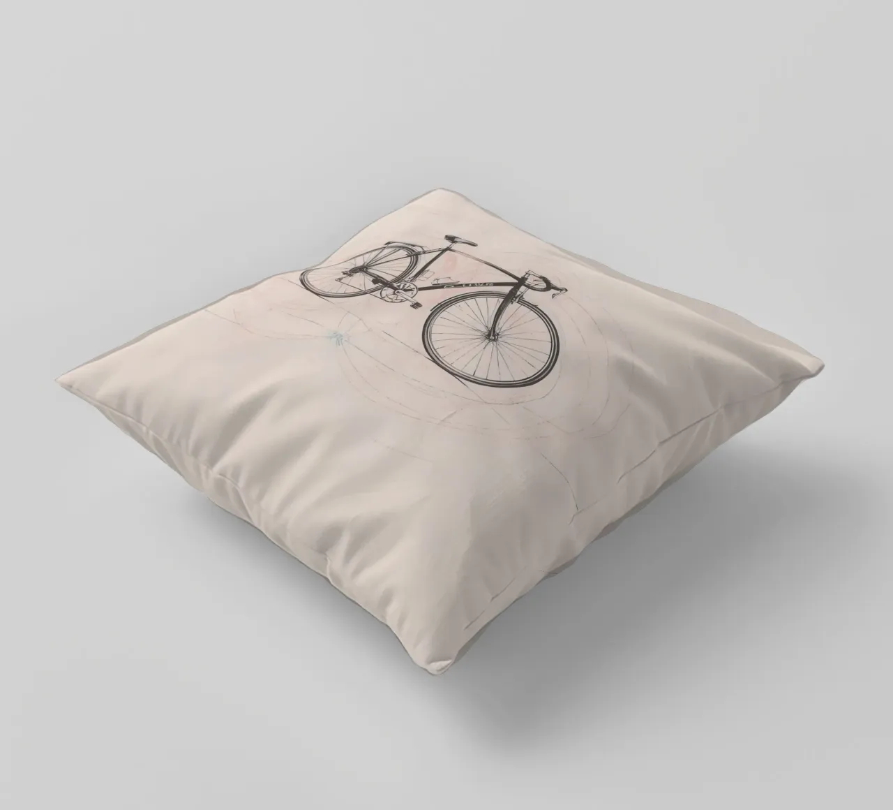 Bicycle sketch illustrating motion with swirling lines decorative cushion by DesignDoodle