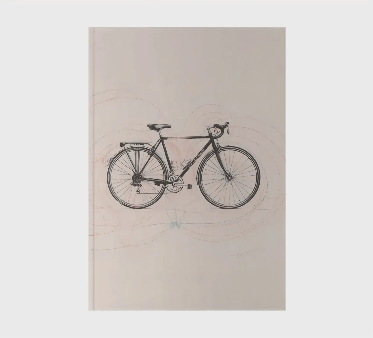 Bicycle sketch illustrating motion with swirling lines notebook by DesignDoodle