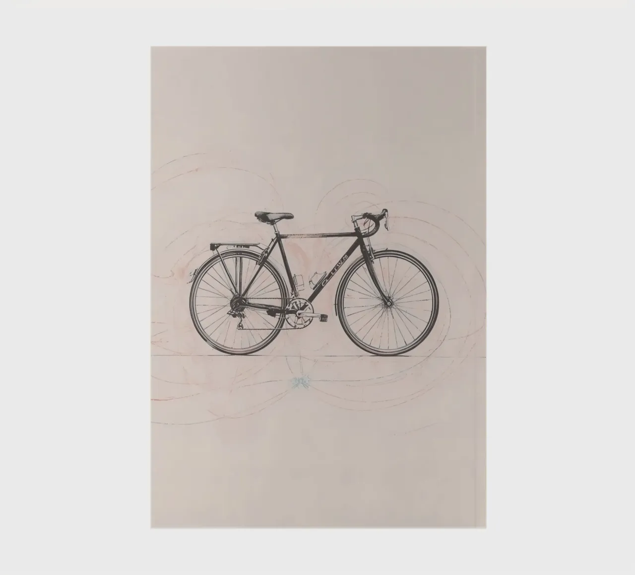 Bicycle sketch illustrating motion with swirling lines notebook by DesignDoodle
