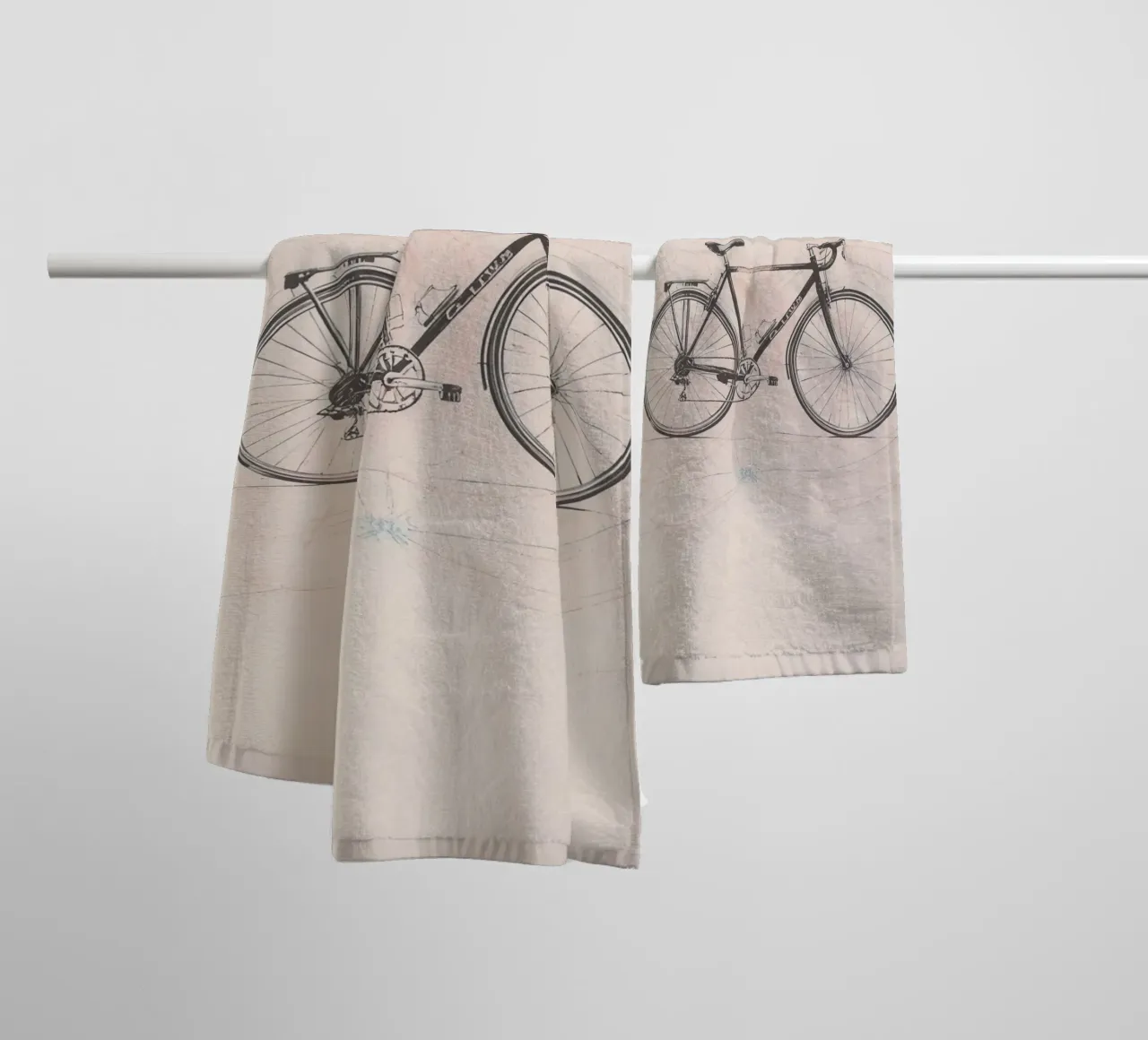 Bicycle sketch illustrating motion with swirling lines towel by DesignDoodle
