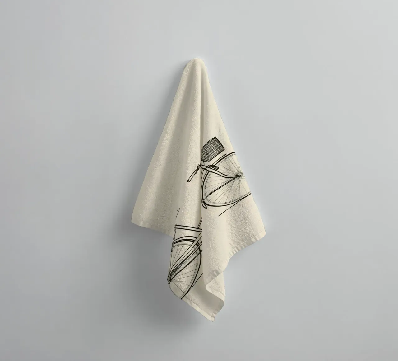 Vintage bicycle with a basket on the side towel by DesignDoodle