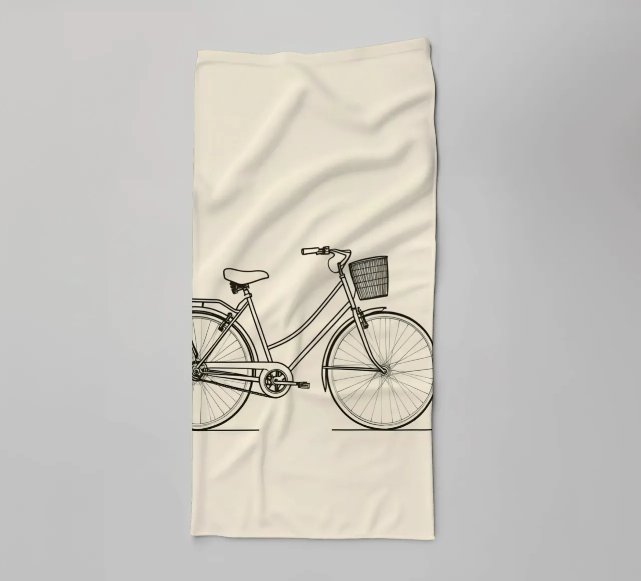 Vintage bicycle with a basket on the side towel by DesignDoodle