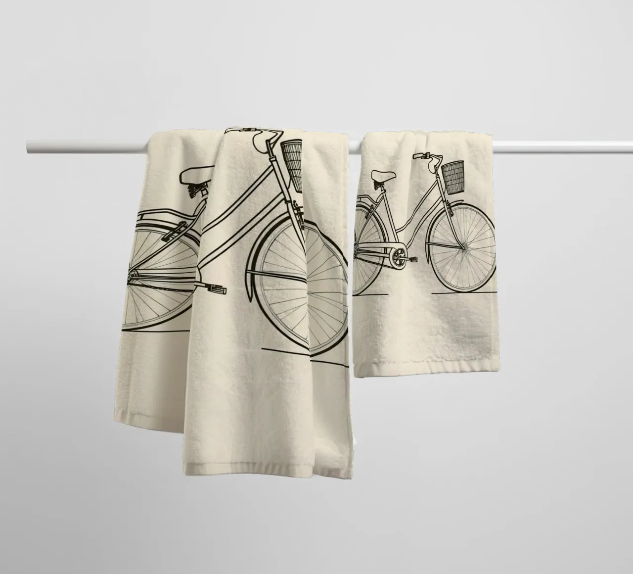 Vintage bicycle with a basket on the side towel by DesignDoodle