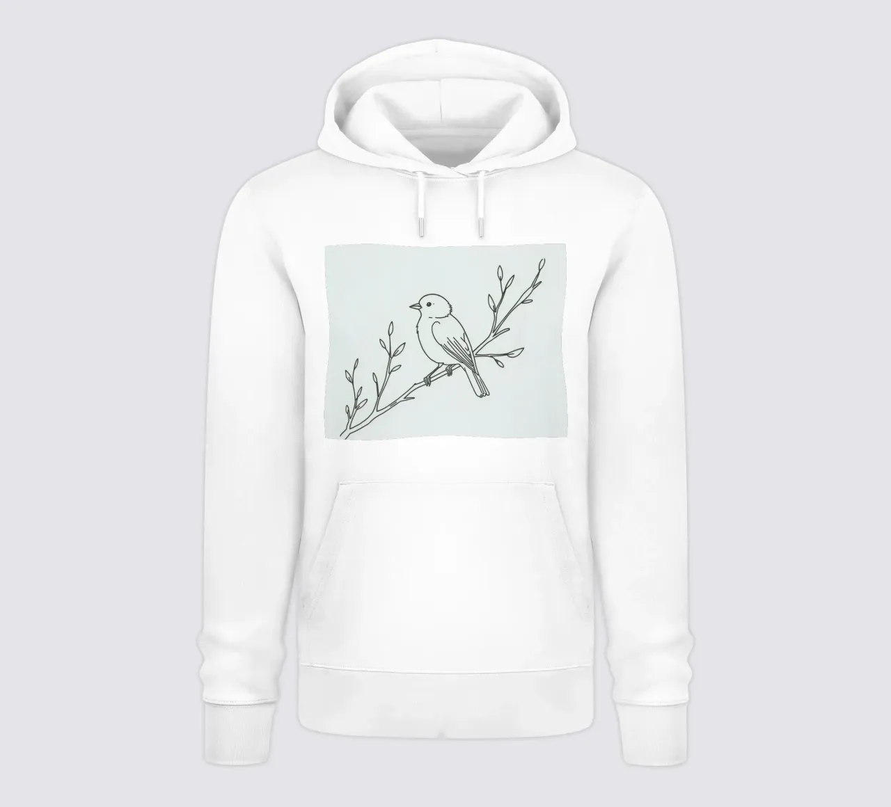 Uccello appollaiato su un ramo con foglie delicate felpa con cappuccio da DesignDoodle