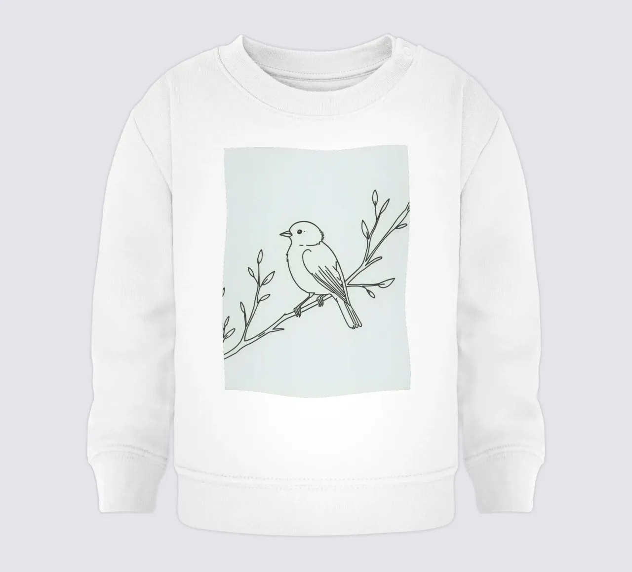 Uccello appollaiato su un ramo con foglie delicate felpa neonato da DesignDoodle