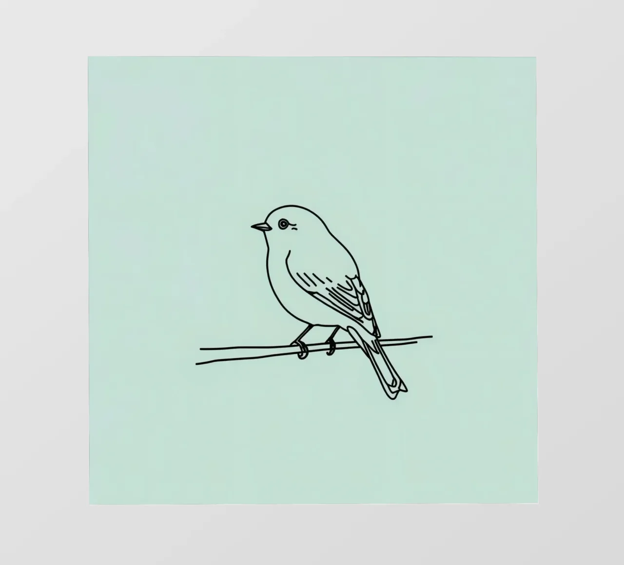 a small bird perched on a branch light green background photo wallpaper by DesignDoodle