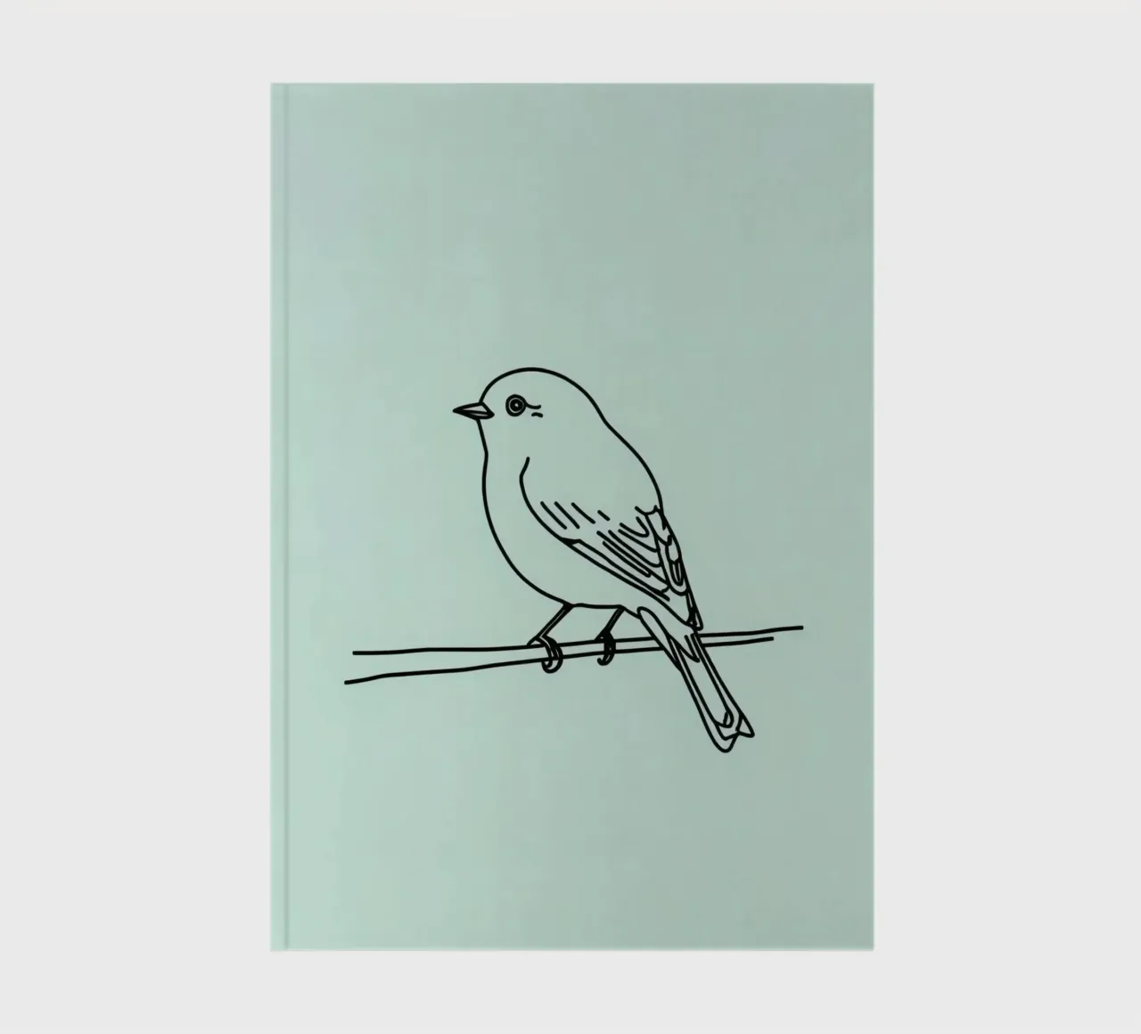 a small bird perched on a branch light green background notebook by DesignDoodle
